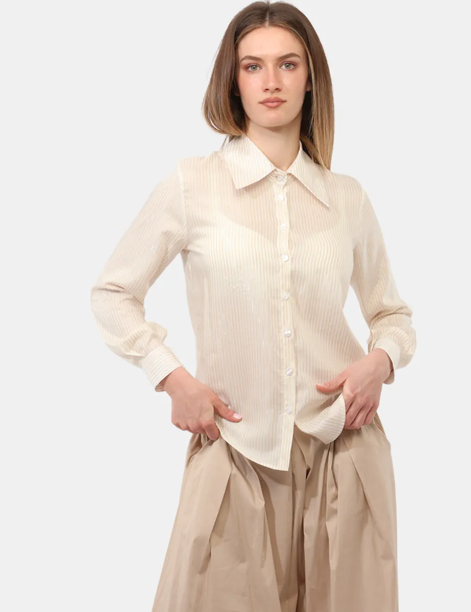Camicia Materica Beige