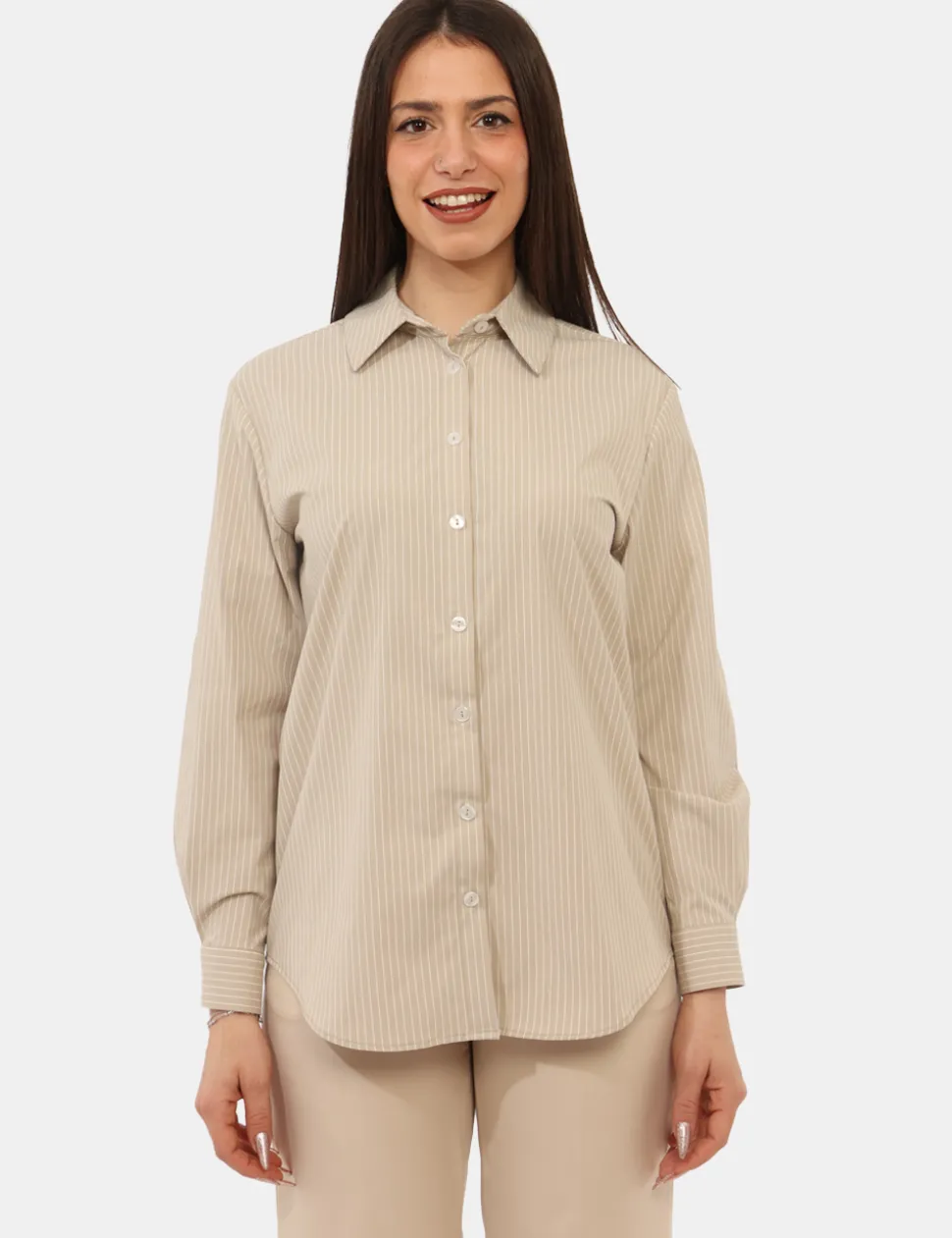 Camicia Materica Beige
