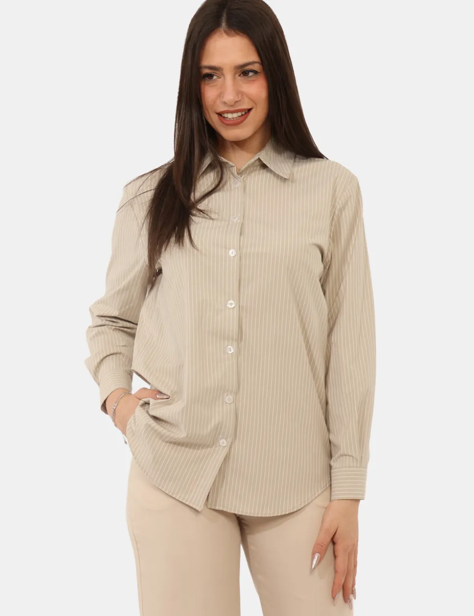 Camicia Materica Beige