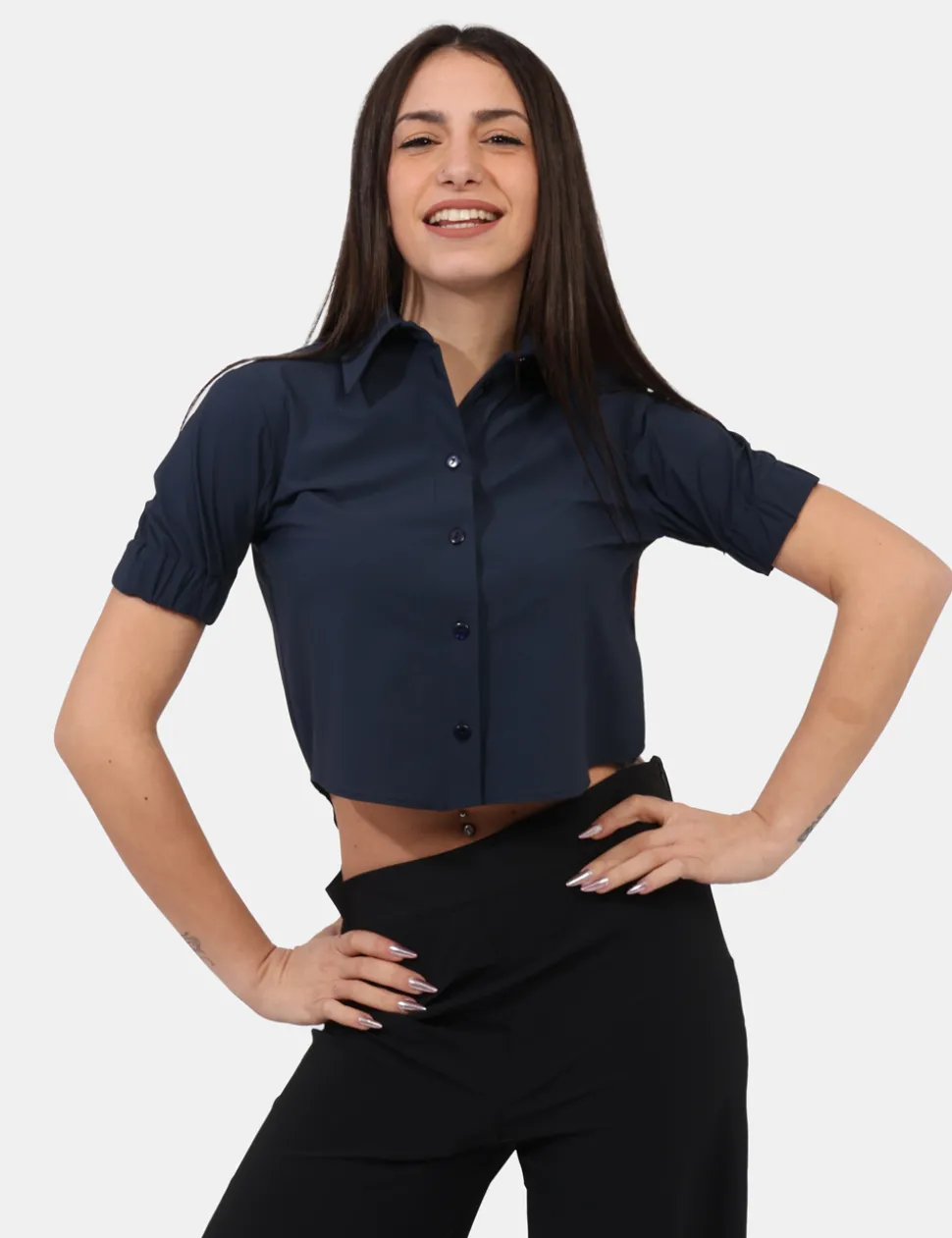 Camicia Materica Blu