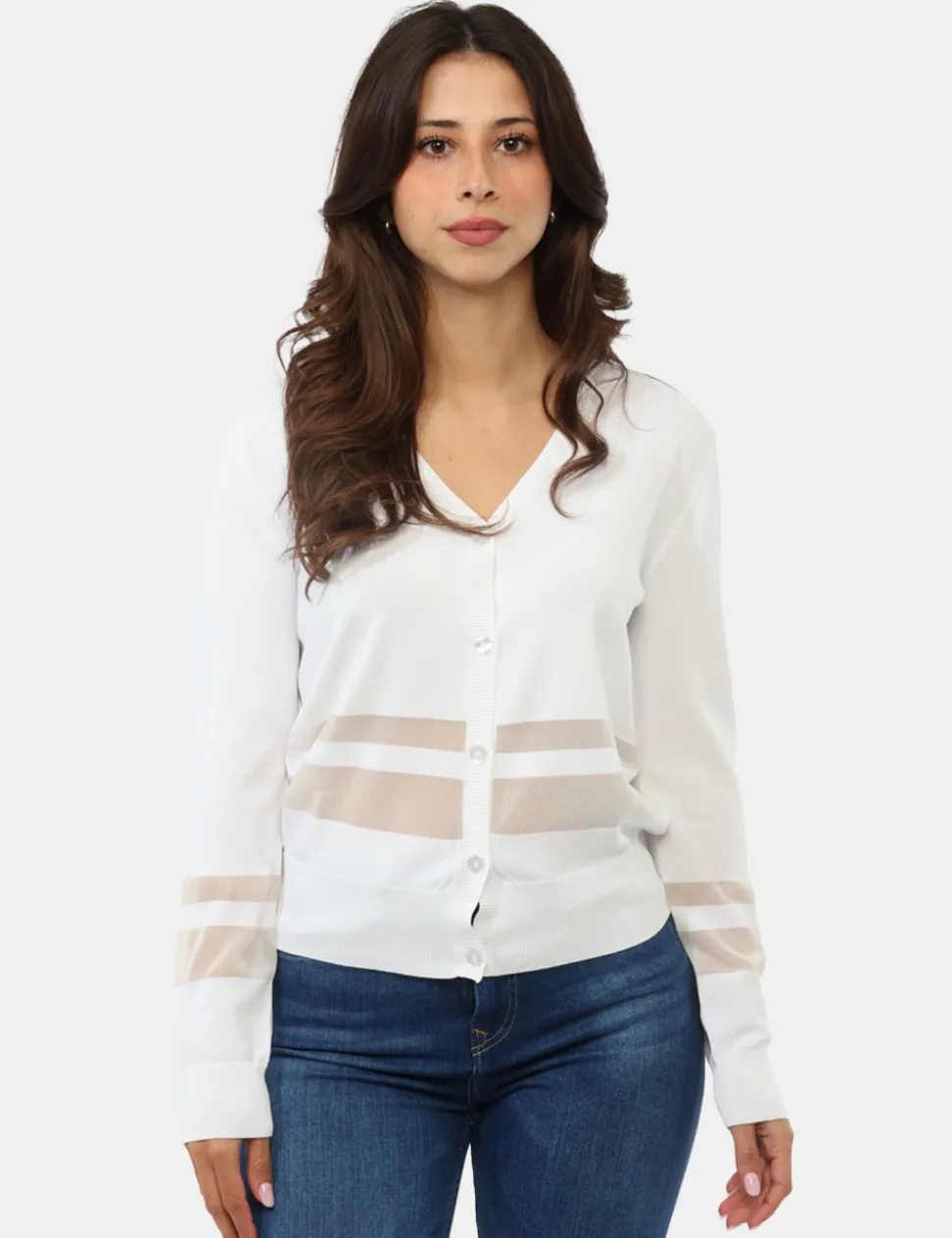 Cardigan Materica Bianco