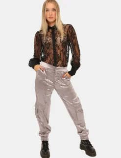 Pantaloni Guess Argento