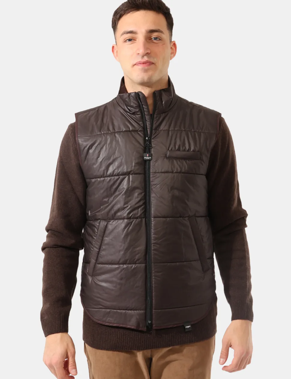 Piumino smanicato Bernese Marrone